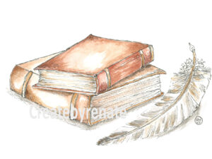 Bruine boeken met veer Nr. 10